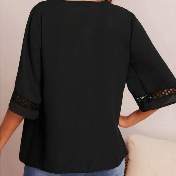 Black Mesh Sleeve Top - Picture 3 of 5